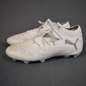 Puma Future 8 Ultimate Mens Firm Ground Cleats US 11.5 White-Metallic Silver